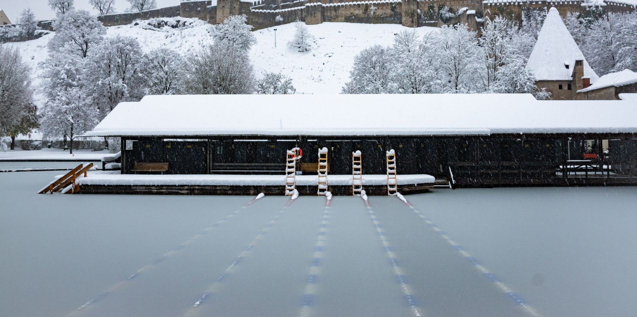 Winterbadestelle W&ouml;hrsee im Schneekleid, &copy; Inn-Salzach Tourismus