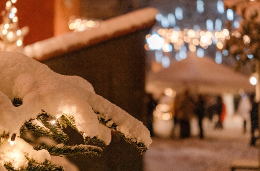 Schneebedeckter Ast beim Advent in den Gr&uuml;ben Burghausen, &copy; Inn-Salzach Tourismus